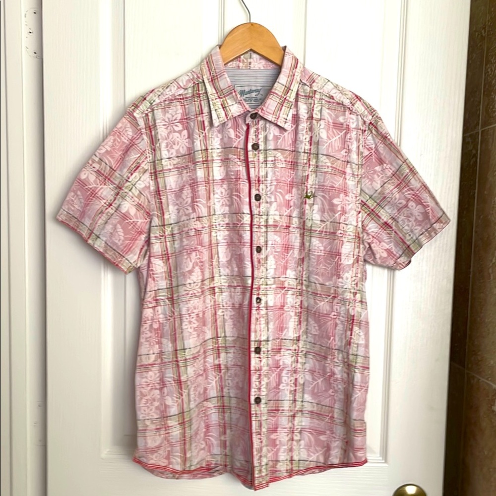 Mantaray - Pink Floral/Plaid Short Sleeve Shirt